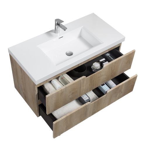 Meuble De Salle De Bain Thermis 100 Cm Lavabo Chene Clair