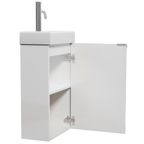 Meuble Lave Mains Apollo Blanc Brillant 40x22 Cm Meuble De Rangement Meuble D'évier