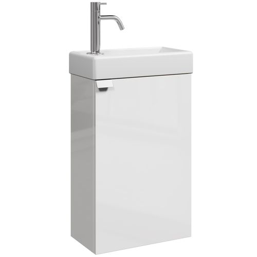 Meuble Lave Mains Apollo Blanc Brillant 40x22 Cm Meuble De Rangement Meuble D'évier