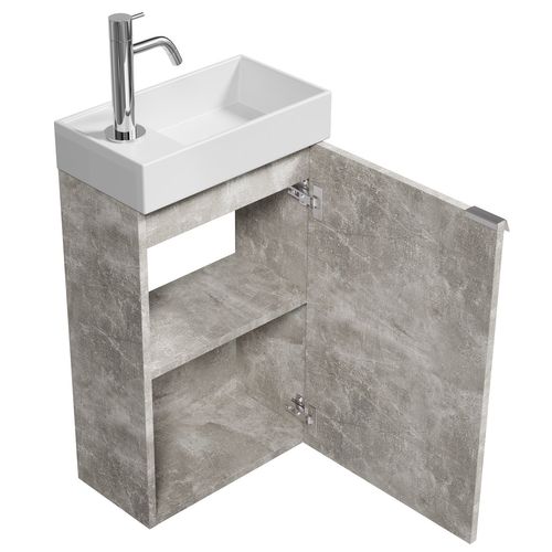 Meuble Lave Mains Apollo Gris Béton 40x22 Cm Meuble De Rangement Meuble D'évier