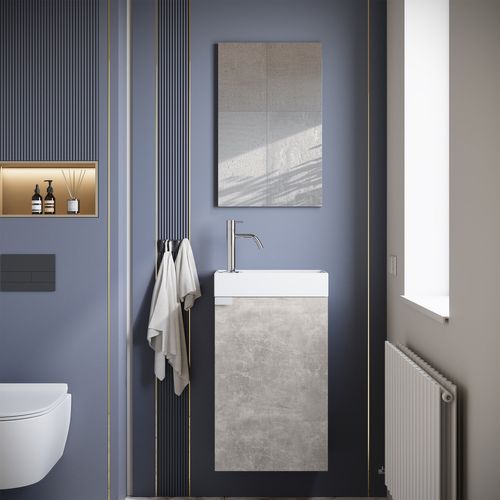 Meuble Lave Mains Apollo Gris Béton 40x22 Cm Meuble De Rangement Meuble D'évier