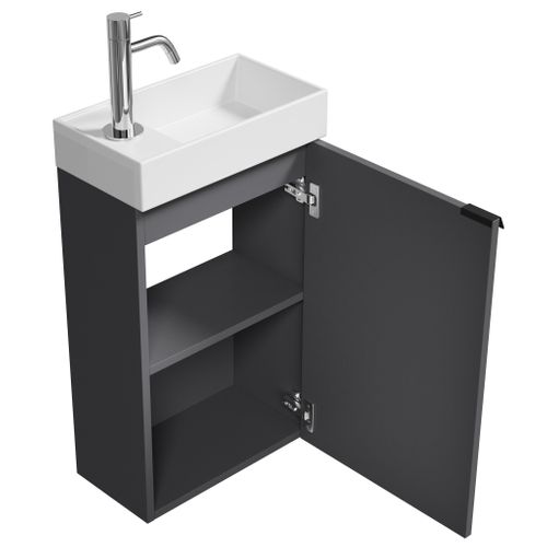 Meuble Lave Mains Apollo Anthracite 40x22 Cm Meuble De Rangement Meuble D'évier