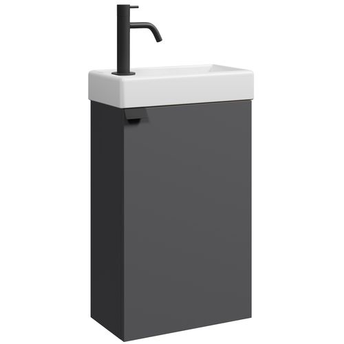 Meuble Lave Mains Apollo Anthracite 40x22 Cm Meuble De Rangement Meuble D'évier