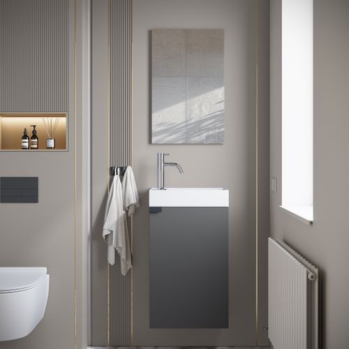 Meuble Lave Mains Apollo Anthracite 40x22 Cm Meuble De Rangement Meuble D'évier