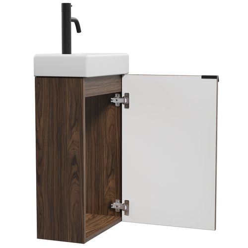 Meuble Lave Mains Bosco Noyer 40x22 Cm Meuble De Rangement Meuble D'évier