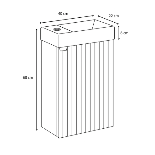 Meuble Lave Mains Bosco Noyer 40x22 Cm Meuble De Rangement Meuble D'évier