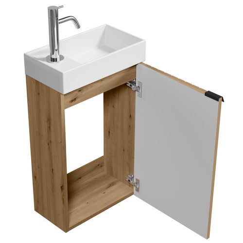 Meuble Lave Mains Bosco Chêne 40x22 Cm Meuble De Rangement Meuble D'évier