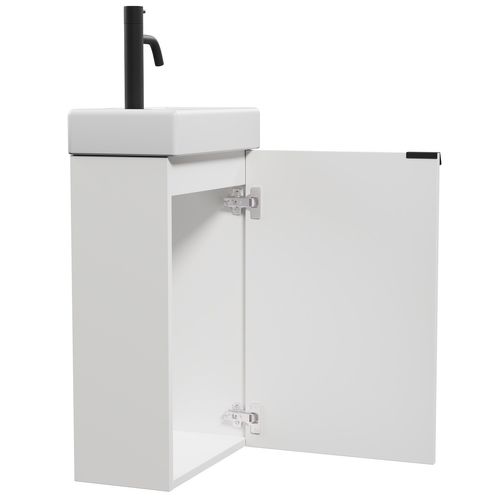 Meuble Lave Mains Bosco Blanc Matt 40x22 Cm Meuble De Rangement Meuble D'évier
