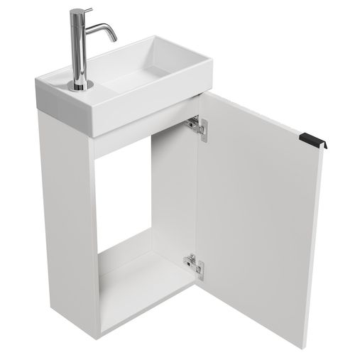 Meuble Lave Mains Bosco Blanc Matt 40x22 Cm Meuble De Rangement Meuble D'évier