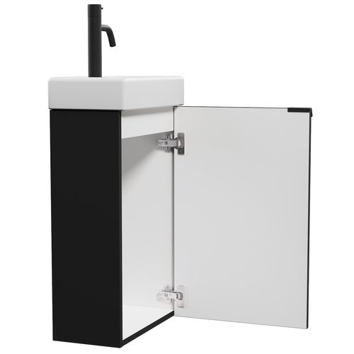 Meuble Lave Mains Bosco Noir Matt 40x22 Cm Meuble De Rangement Meuble D'évier