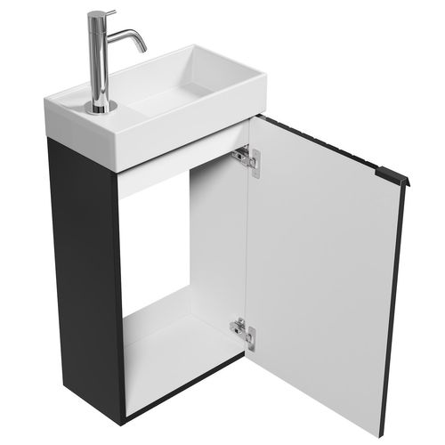 Meuble Lave Mains Bosco Noir Matt 40x22 Cm Meuble De Rangement Meuble D'évier