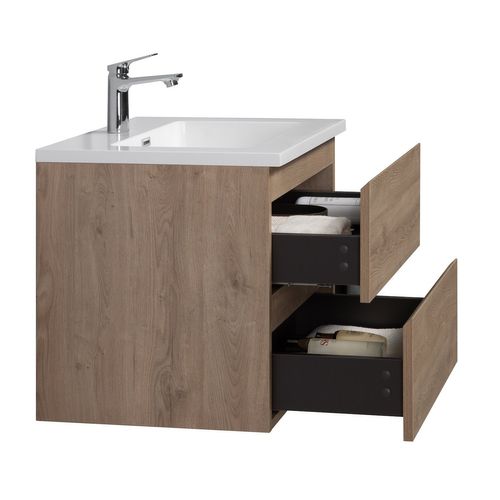 Meuble De Salle De Bain Angela 60 Cm Chêne Châtaignier – Armoire De Rangement Meuble Lavabo