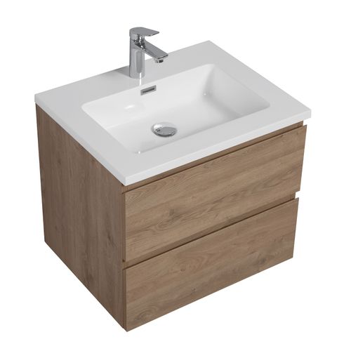 Meuble De Salle De Bain Angela 60 Cm Chêne Châtaignier – Armoire De Rangement Meuble Lavabo