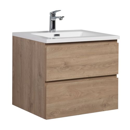 Meuble De Salle De Bain Angela 60 Cm Chêne Châtaignier – Armoire De Rangement Meuble Lavabo