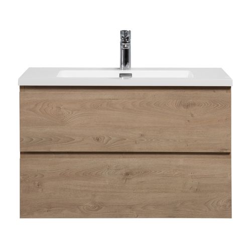 Meuble De Salle De Bain Angela 80 Cm Chêne Châtaignier – Armoire De Rangement Meuble Lavabo