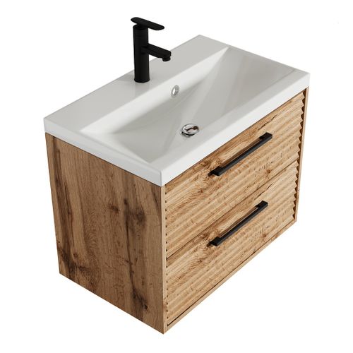 Meuble De Salle De Bain Etna 60 Cm 01 Lavabo Chêne   Armoire De Rangement