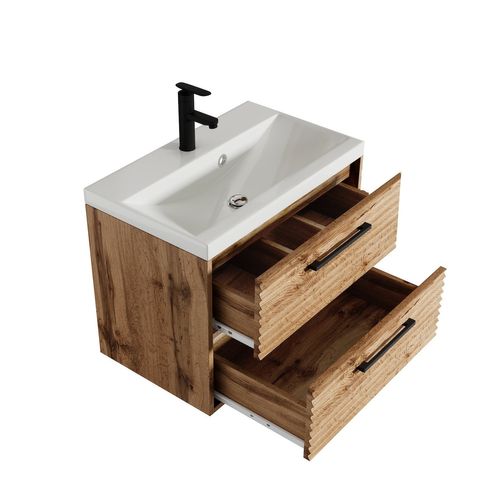 Meuble De Salle De Bain Etna 60 Cm 01 Lavabo Chêne   Armoire De Rangement
