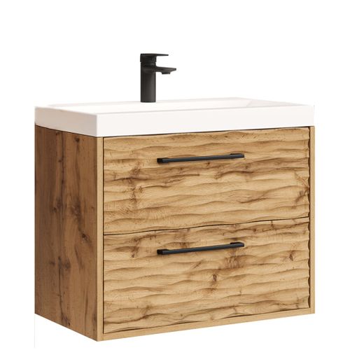 Meuble De Salle De Bain Etna 60 Cm 01 Lavabo Chêne   Armoire De Rangement