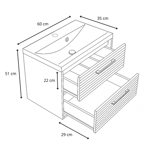 Meuble De Salle De Bain Etna 60 Cm 01 Lavabo Chêne   Armoire De Rangement