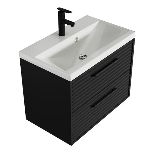 Meuble De Salle De Bain Etna 60 Cm 01 Lavabo Noir   Armoire De Rangement