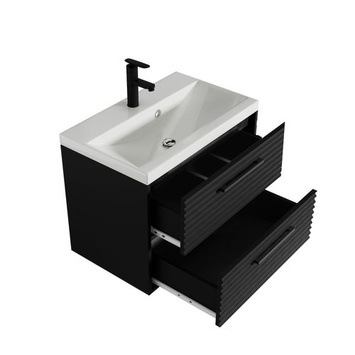 Meuble De Salle De Bain Etna 60 Cm 01 Lavabo Noir   Armoire De Rangement