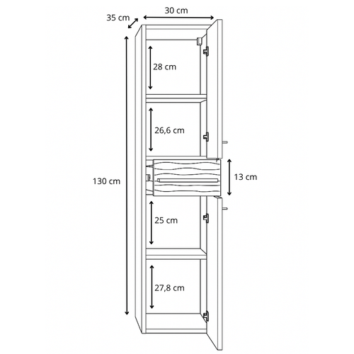 Colonne De Rangement Etna Suspendu Avec 1 Tiroir 30 X 35 X 130 Cm - Noir Mat