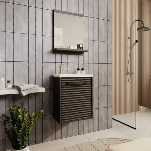 Meuble De Salle De Bain Etna Noir Matt 40x22 Cm Meuble De Rangement Meuble De Lavabo