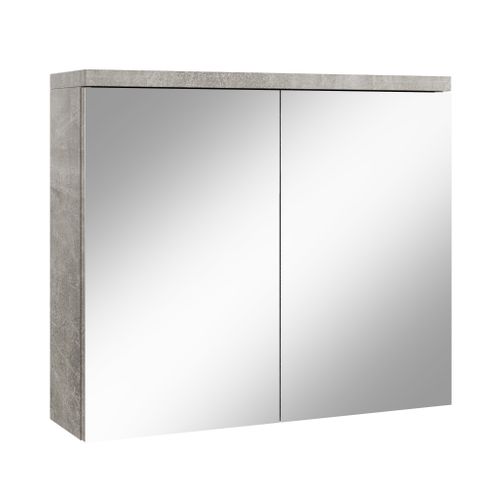 Meuble à Miroir Toledo 80 X 60 Cm Beton Gris Miroir Armoire Miroir Salle De Bains Verre Armoire