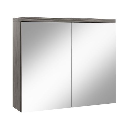 Meuble à Miroir Toledo 80 X 60 Cm Chene Gris Miroir Armoire Miroir Salle De Bains Verre Armoire