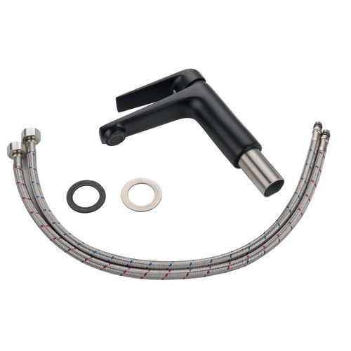 Robinet De Lavabo Cody   Noir   Mitigeur Avec Kit De Montage Et Tuyaux