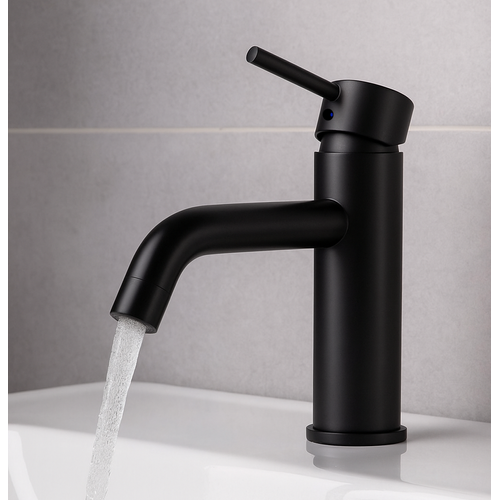 Robinet De Lavabo Everest Noir Mitigeur Avec Kit De Montage Et Tuyaux