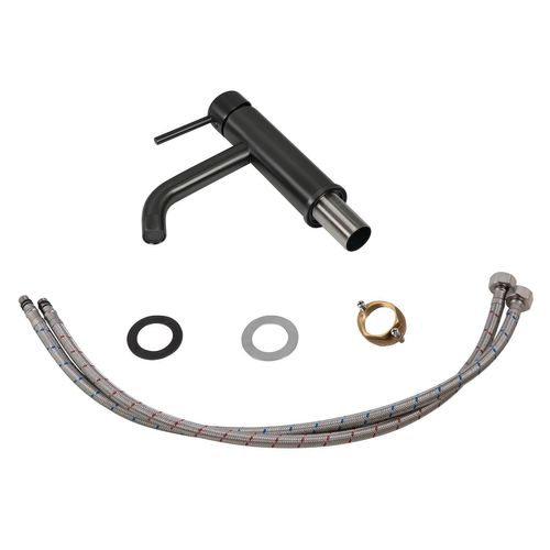 Robinet De Lavabo Everest   Gris   Mitigeur Avec Kit De Montage Et Tuyaux