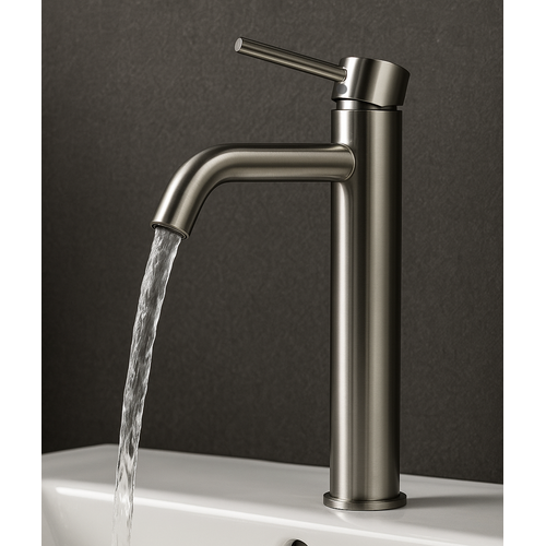 Robinet De Lavabo Everest XL   Gris   Mitigeur Avec Kit De Montage Et Flexibles