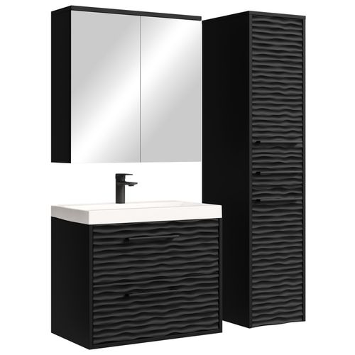 Meuble De Salle De Bain Etna 60 Cm Lavabo Noir Armoire De Rangement Meuble Lavabo Evier Armoire