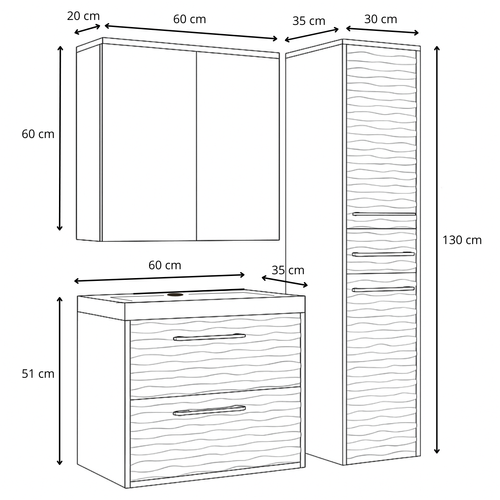 Meuble De Salle De Bain Etna 60 Cm Lavabo Noir Armoire De Rangement Meuble Lavabo Evier Armoire