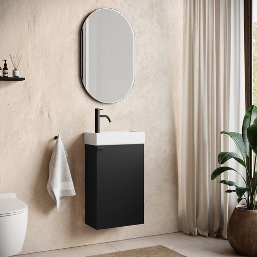 Meuble Lave-Mains Apollo 40x22 Cm - Noir Mat