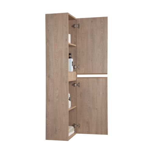 Meuble De Salle De Bain Angela 40 X 35 X 170 Cm Chêne Châtaignier Meuble Colonne Suspendu Avec