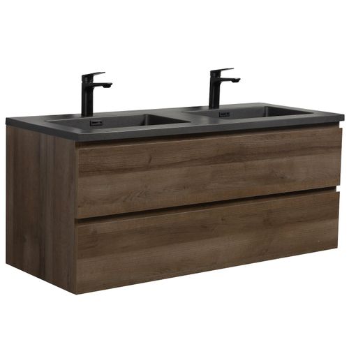 Meuble Vasque De Salle De Bain Angela 120cm - Chêne Brun