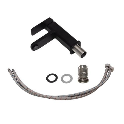 Robinet De Lavabo Pasco   Noir   Mitigeur Avec Kit De Montage Et Tuyaux