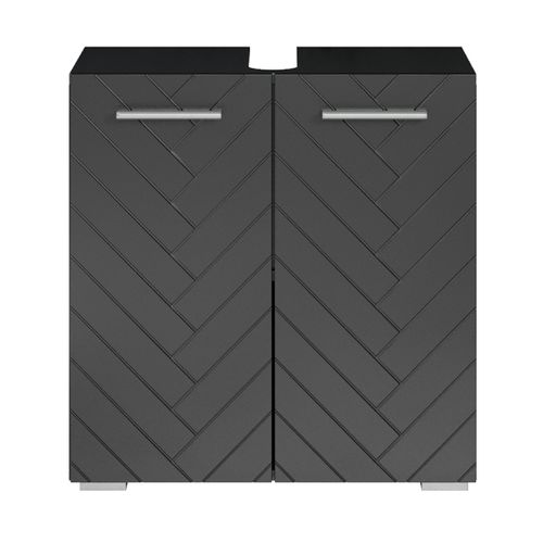 Meuble Bas Pour Lavabo Jupiter 60 X 30 X 60 Cm Noir Mat Chevron Meuble Vasque Sur Pied