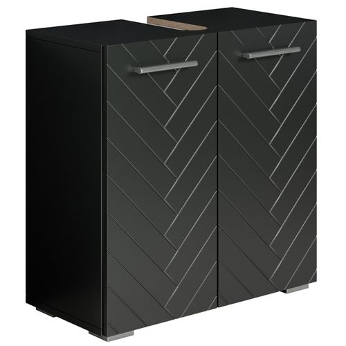 Meuble Bas Pour Lavabo Jupiter 60 X 30 X 60 Cm Noir Mat Chevron Meuble Vasque Sur Pied