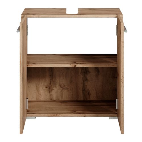 Meuble Bas Pour Lavabo Jupiter 60 X 30 X 60 Cm   Chêne   Chevron   Meuble Vasque Sur Pied