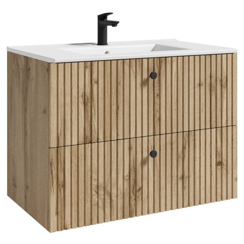 Meuble De Salle De Bain Saros 80 X 45 Cm   Chêne   Meuble De Salle De Bain Avec Vasque