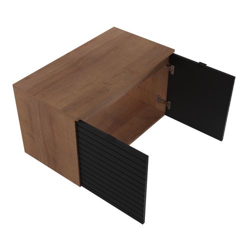 Meuble Sous Vasque Dover 80 X 44 X 46 Cm Chêne Et Noir Meuble Sous Vasque Suspendu