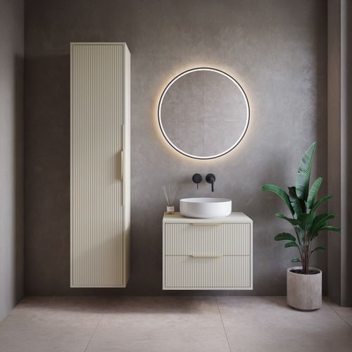 Armoire De Salle De Bain Rimini 38 X 33 X 170 Cm   Cashmere   Colonne Suspendue 1 Porte