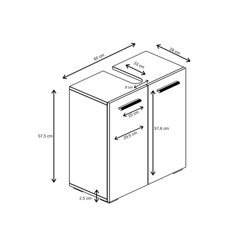 Meuble Vasque Jupiter   Chêne Châtaignier Avec Noir   60 X 30 X 60 Cm   Meuble De Salle De Bain