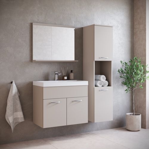 Meuble De Salle De Bain Montreal 01 60 Cm – Cashmere – Meuble Avec Lavabo Et Armoire