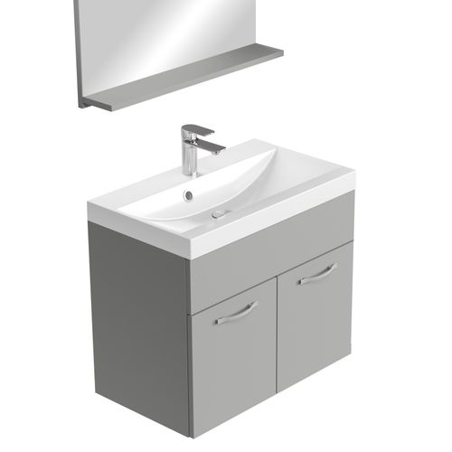 Meuble De Salle De Bain Montreal Set 02 60 X 35 Cm Gris Mat Meuble De Salle De Bain Avec Miroir