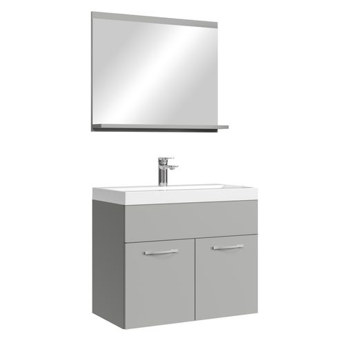 Meuble De Salle De Bain Montreal Set 02 60 X 35 Cm Gris Mat Meuble De Salle De Bain Avec Miroir