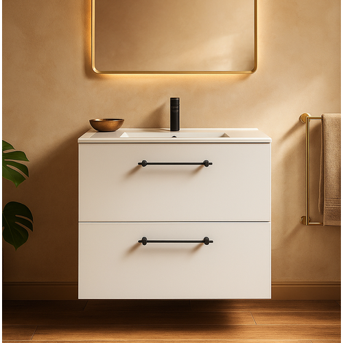 Meuble De Salle De Bain Muro 60 Cm Blanc Avec Lavabo